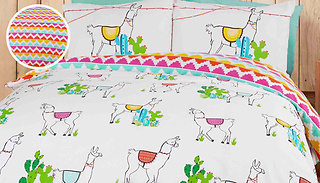 Happy Llamas Reversible Duvet Cover Set - 3 Sizes