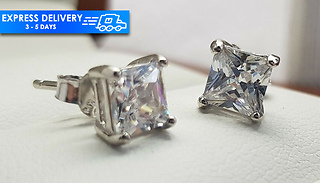 White Gold Princess Cut Created Diamond 5mm Stud Earrings