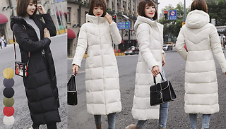 Long Hooded Puffer Jacket - 6 Colours & 5 Sizes