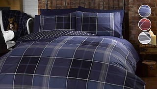 Reversible Argyle Tartan or Mono Duvet Set - 3 Designs & 3 Sizes