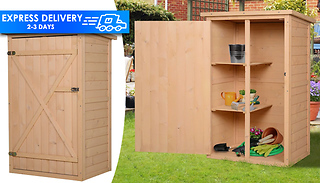 2.4ft Fir Wood Garden Storage Shed with Shelves