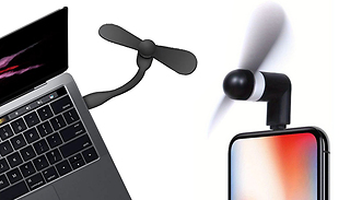 Mini USB Flexible Portable Pocket Fan - 2 Charging Options