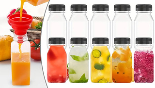 5 or 10 Reusable Clear Plastic Juice Bottles - 150ml, 350ml or 500ml