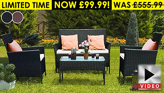 4-Piece Rattan Garden Set with Cushions - 2 Colours & Optional Cover