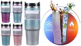 Stainless Steel Insulated Sparkle Tumbler with Straw - 5 Styles 