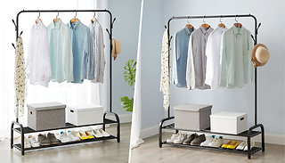 Heavy Duty Clothes Hanging Rail with Shelf Storage