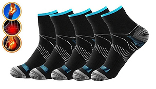 5 x Pairs of Unisex Compression Socks For Exercise - 2 Sizes