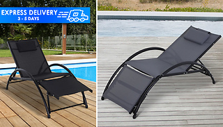 Outsunny Adjustable C-Shape Sun Lounger & Headrest - 2 Colours