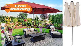 Giant Twin Parasol with Crank - 4 Colours