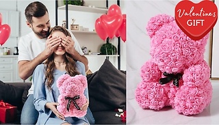 Valentine's Day Rose Teddy Bear With Gift Box - 10 Colours & 2 Sizes
