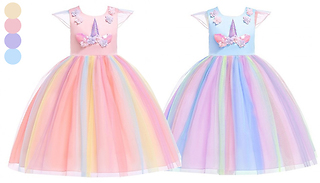 Kids Unicorn Princess Tulle Dress - 4 Colours & 6 Sizes