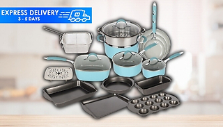 19-Piece PFA-free Non-Stick Cookware & Baking Set - 3 Colours