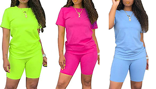 2-Piece Block Colour T-Shirt & Shorts Set - 4 Sizes & 3 Colours