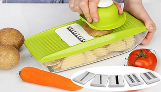 9-in-1 Mandolin Vegetable Slicer Container with 5 Cutting Heads