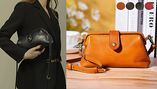 Faux Leather Retro-Style Clasp Shoulder Bag - 4 Colours