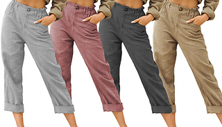 Cotton & Linen Summer Cropped Trousers - 4 Colours & 6 Sizes