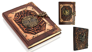 7 x 5 Inch Genuine Leather-bound Notebook - 6 Designs