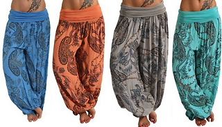 Paisley Print Wide Leg Hareem Trousers - 7 Colours & 5 Sizes