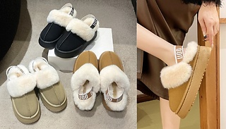 Fluffy Slip-On Platform Slippers - 3 Colours & 5 Sizes