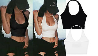 Halterneck Strap Crop-Top - 2 Colours & 3 Sizes