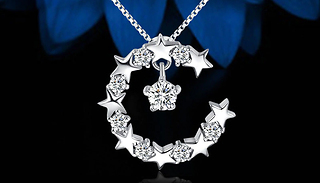 Sterling Silver Moon and Star Pendant Necklace