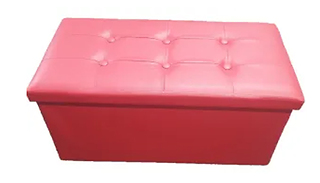2 Seater Red Faux Leather Ottoman Storage Box