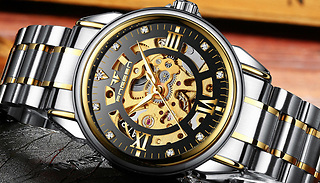Automatic Men's Stainless Steel Skeleton Dial Watch - 2 Colours