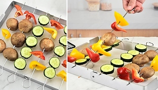 Foldable Stainless Steel Grill Rack - 6 Skewers Included!