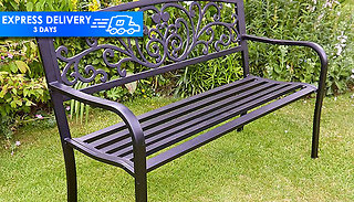 Elegant Black-Metal Garden Bench