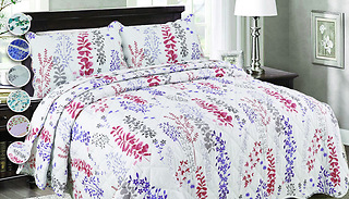 3-Piece Quilted Patchwork Bedspread Set - 6 Designs & 2 Sizes