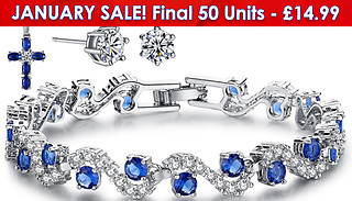 Swarovski Crystal & Simulated Sapphire 3-Piece Jewellery Set