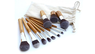 12-Piece Bamboo Handle Make-Up Brush Set