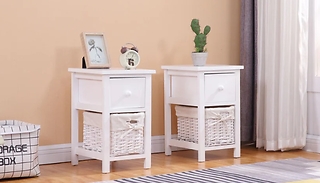 Pair of Wooden Bedside Tables - 2 Drawers