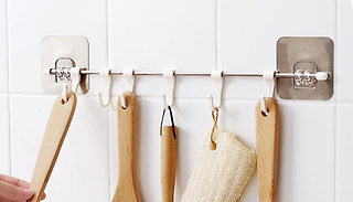 Kitchen Utensil Adhesive Rack & Hooks Set - 1 or 2