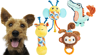 Plush Cartoon Animal Squeaky Pet Toy - 4 Designs