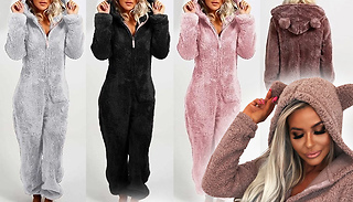 Women's Teddy Bear Furry Hooded Onesie - 5 Sizes & Colours