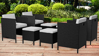 4 or 8 Piece Rattan Garden Dining Chairs with Footstool