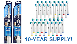 2 x Braun Advance Oral-B Battery-Powered Toothbrushes with 40 x Compatible...