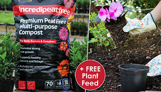 Incredipeatfree Multi-Purpose Compost 70L - FREE Incredibloom Sachet 2 ...