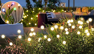 2 or 4 Solar Power Garden Firefly LED Stake Lights - 2 Colours