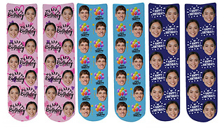 1 or 2 Pairs of Personalised Happy Birthday Face Socks