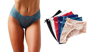 1, 3 or 6 Pairs Lace Brief Knickers - 6 Colours & 4 Sizes