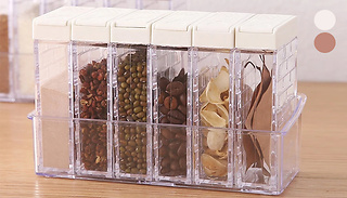 6-Piece Spice Bottle Set with Storage Rack - 2 Colours