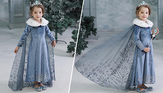 Kids' Snowflake Princess Dress With Crown & Wand - 6 Sizes