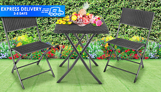 3-Piece Rattan Bistro Table & Chairs Set - 2 Colours