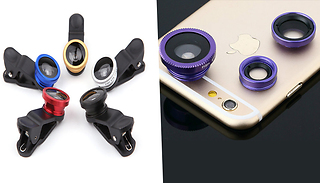 3-in-1 Smartphone Clip-On Fisheye Camera Lens - 6 Colours