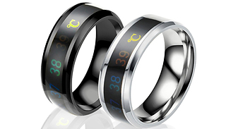 Heat-Sensitive Thermometer Titanium Steel Ring - 2 Colours & 6 Sizes