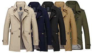 Men's Button Up Trench Coat - 5 Colours & Sizes