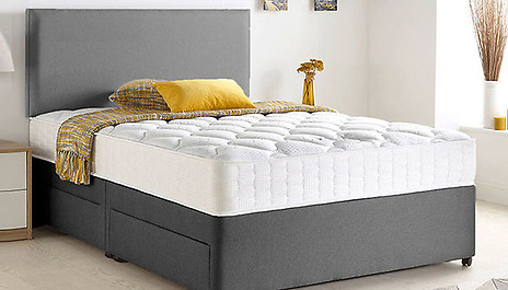 Charcoal Chenille Double Divan Bed Base With Drawers optional 4FT6 Double - No Drawers 