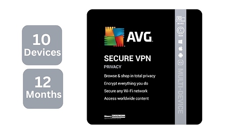 AVG Secure VPN 2025 - 1 Year Subscription for 10 Devices!
